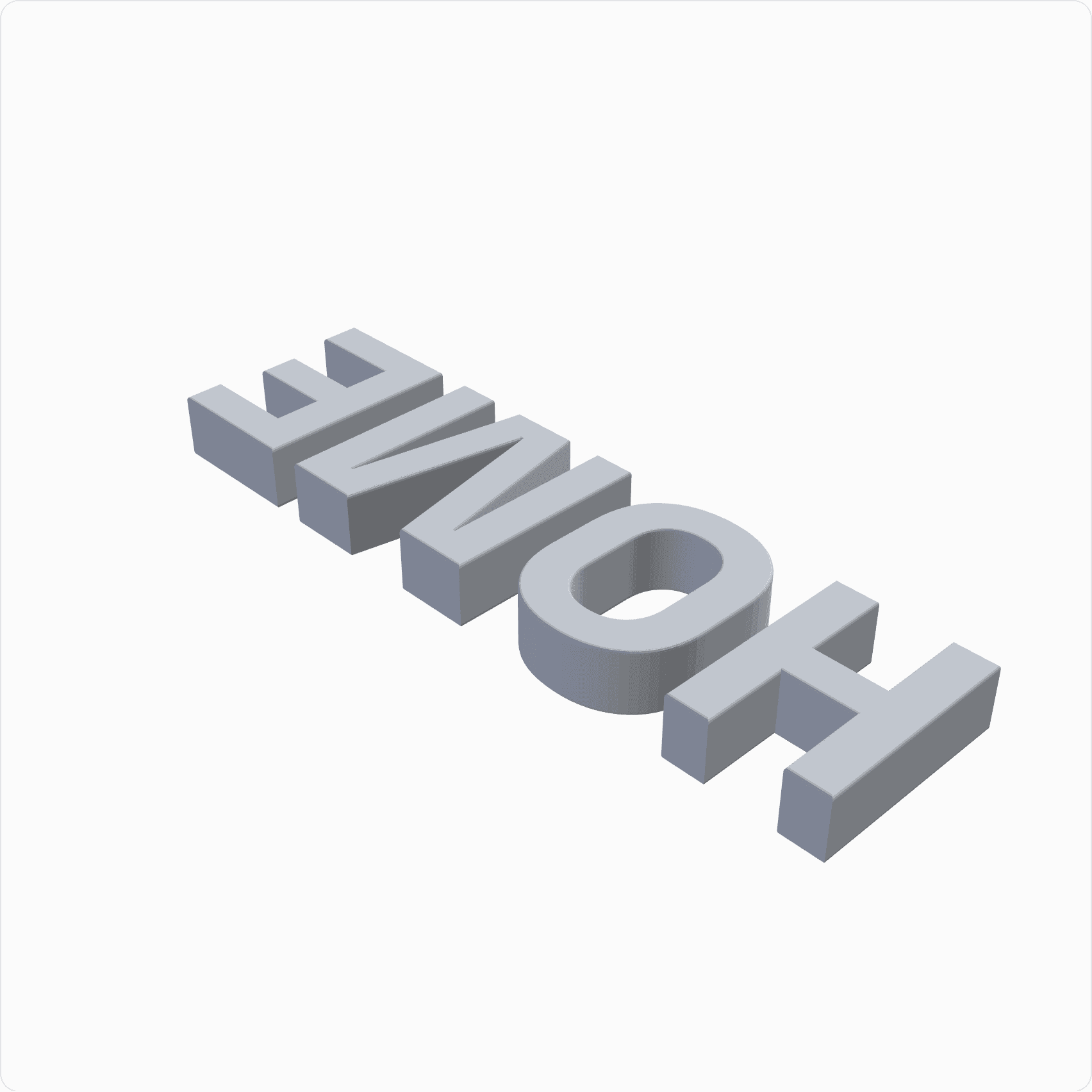 Shelf letters, rendered